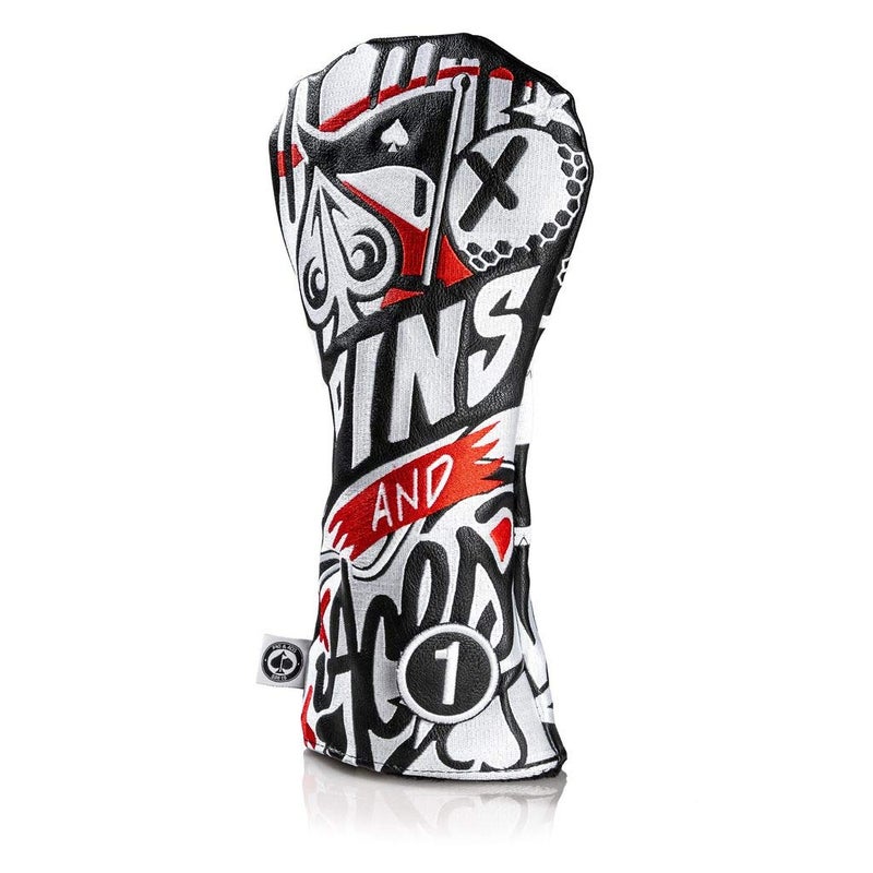 Pins & Aces غطاء رأس جولف Pins & Aces Golf Co. LE Graffiti - غطاء رأس مصنوع يدويًا من الجلد الفاخر - غطاء نادي جولف بتصميم حضري وجودة جولة - صمم وزين حقيبة جولف الخاصة بك (سائق) - Image 1